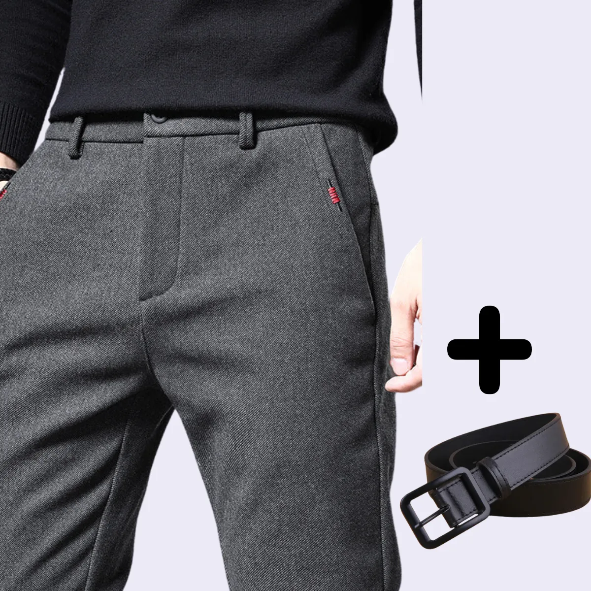 Sebastiano | Slim Fit Pants ( Free Belt)