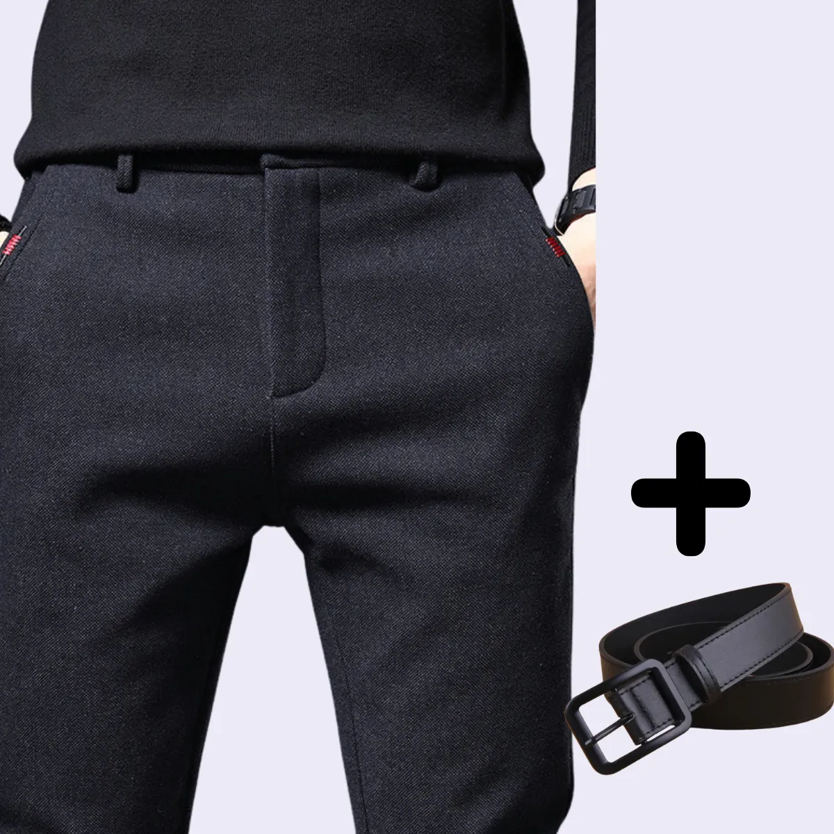 Sebastiano | Slim Fit Pants ( Free Belt)