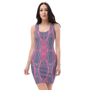 Shadows Gray On Pink Sleeveless Bodycon Dress