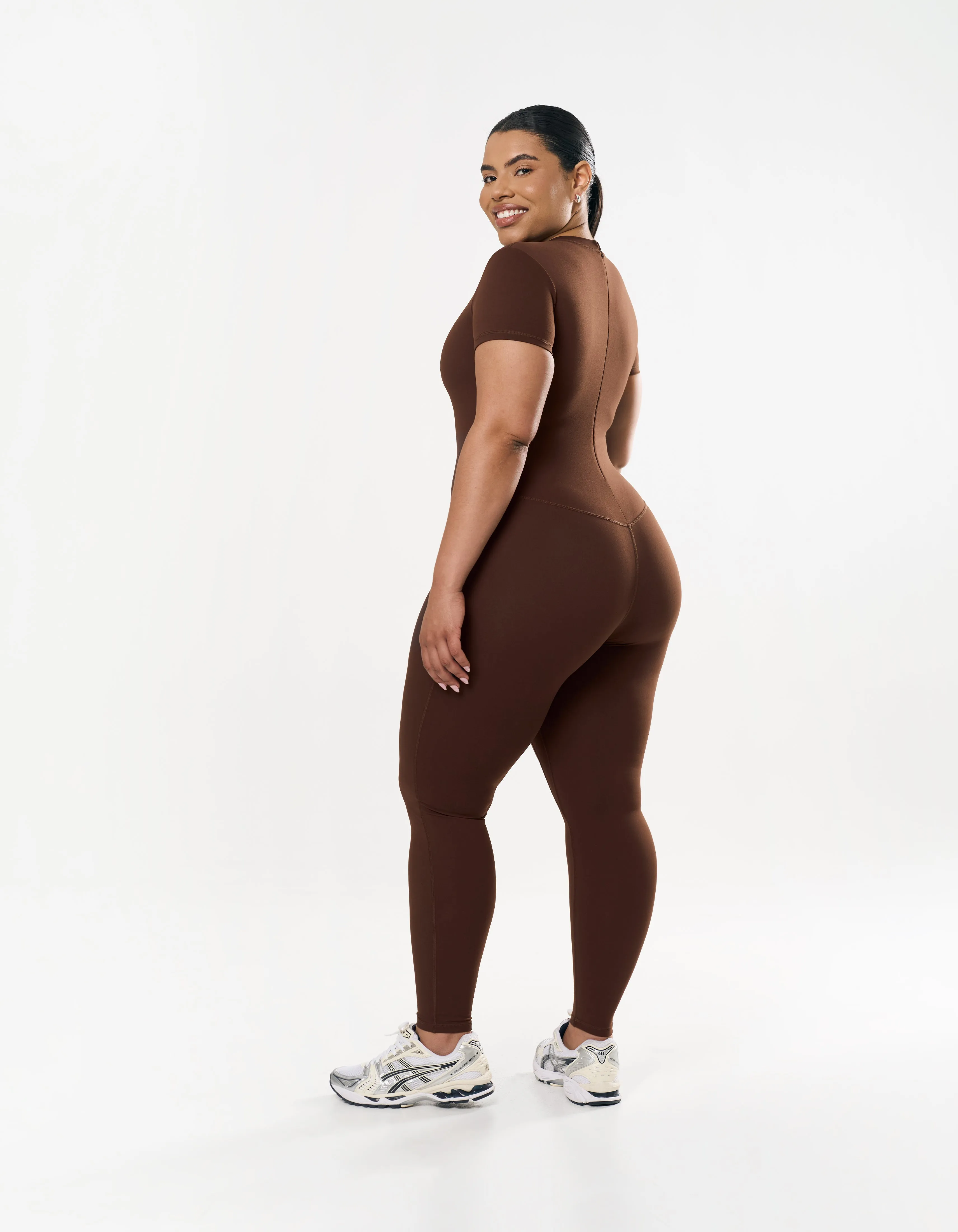 Short Sleeve Full Length Bodysuit NANDEX™ - Chocolate