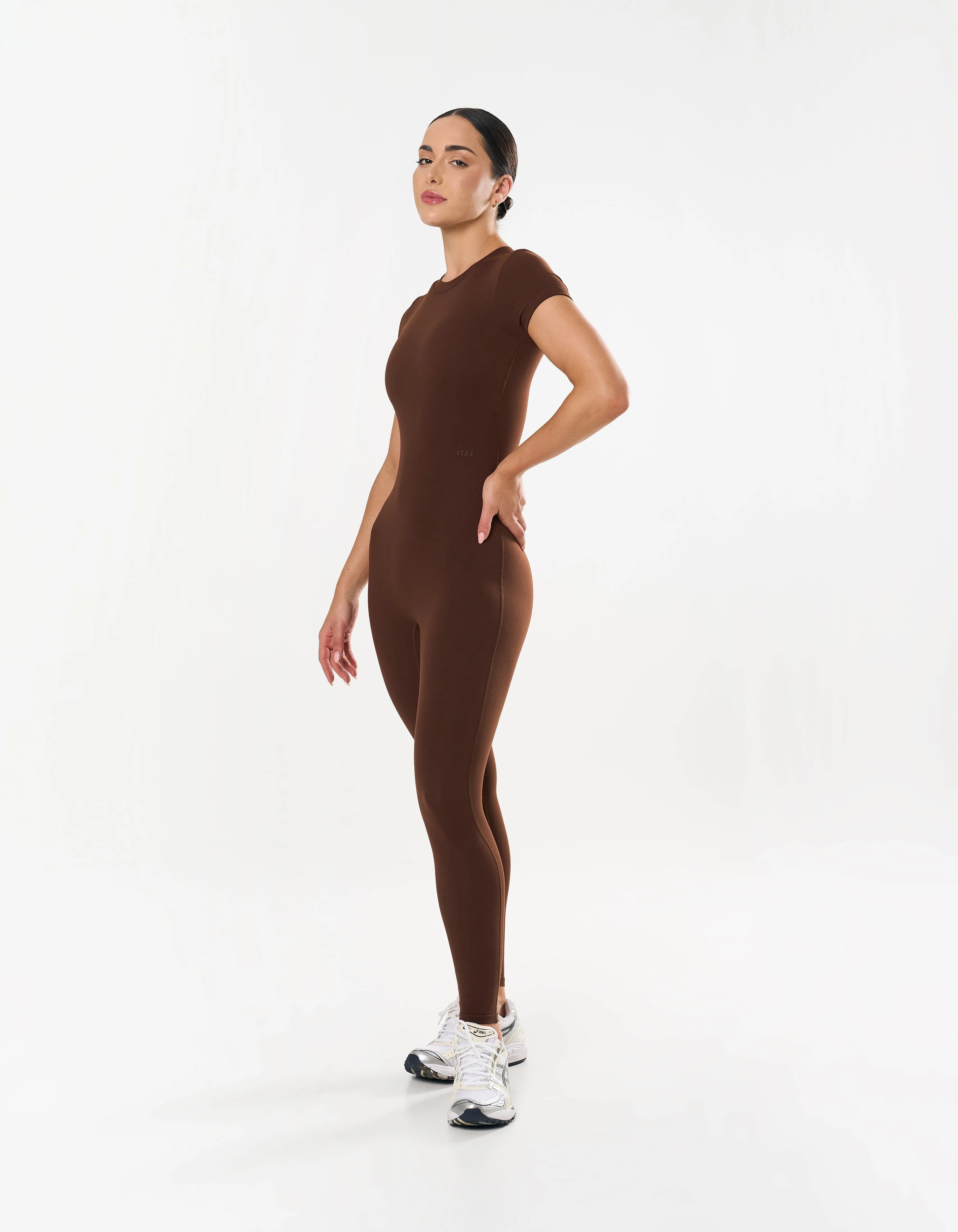 Short Sleeve Full Length Bodysuit NANDEX™ - Chocolate