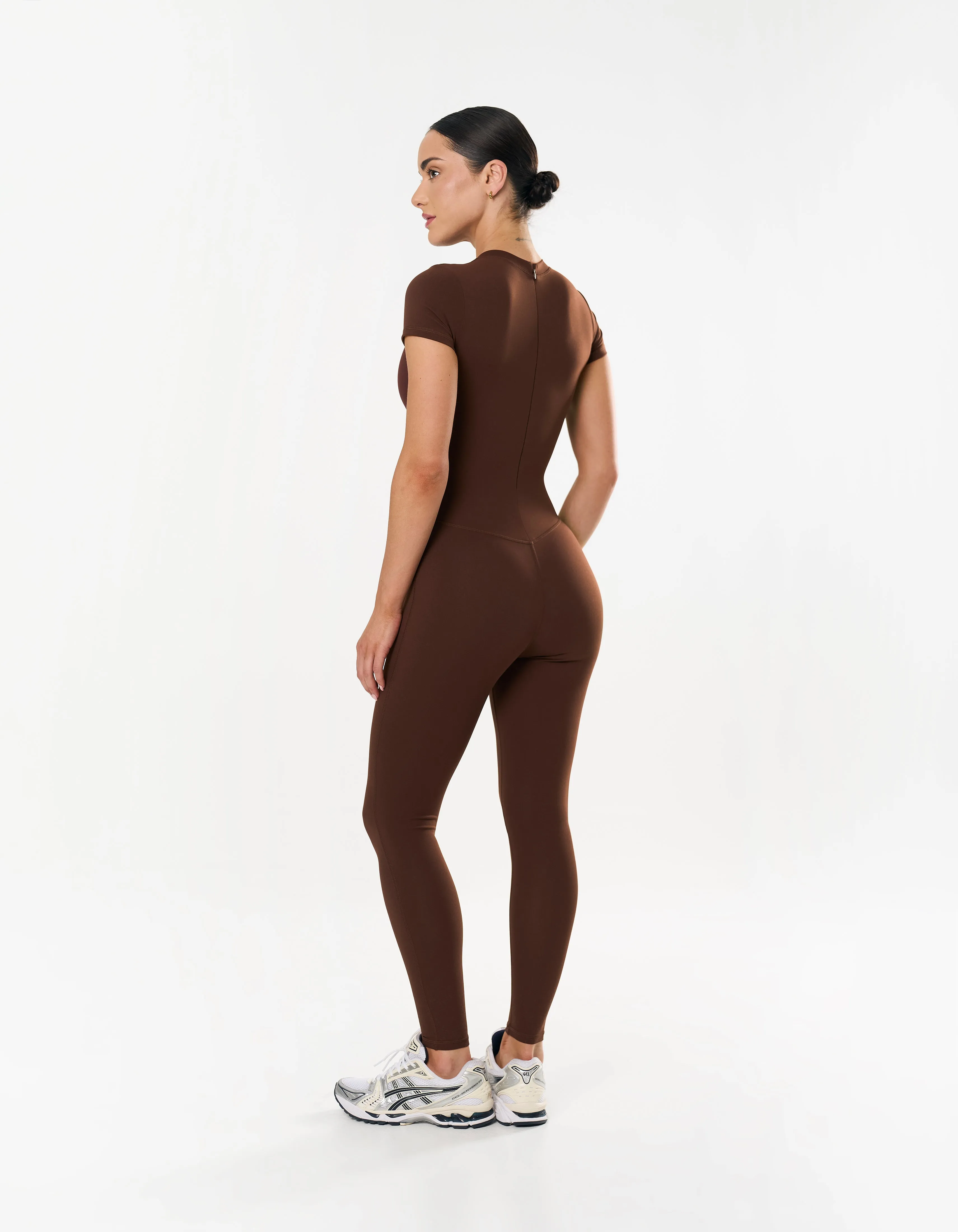 Short Sleeve Full Length Bodysuit NANDEX™ - Chocolate