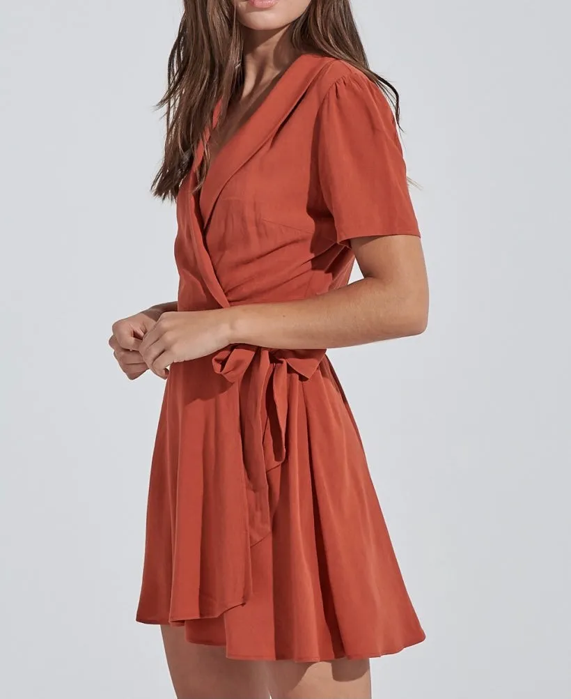 Short Sleeve Wrap Mini Dress