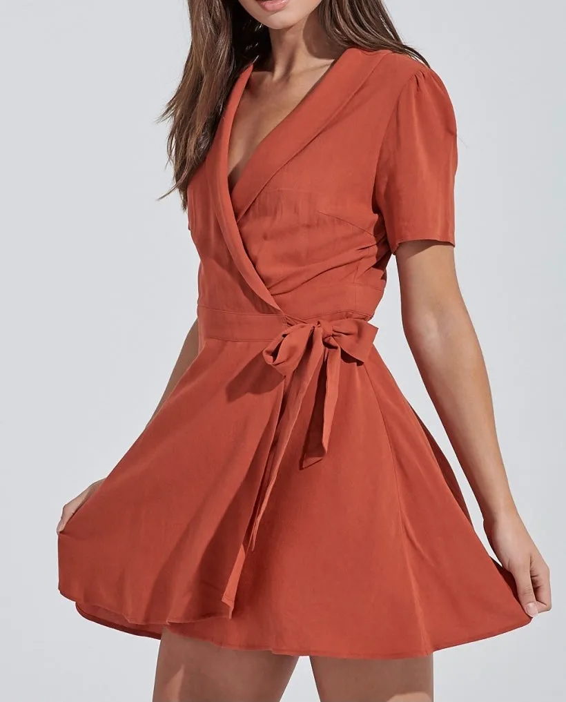 Short Sleeve Wrap Mini Dress
