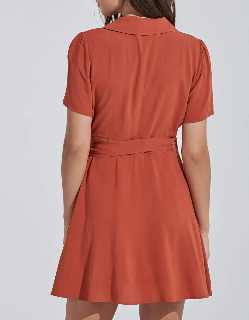 Short Sleeve Wrap Mini Dress