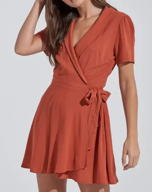 Short Sleeve Wrap Mini Dress