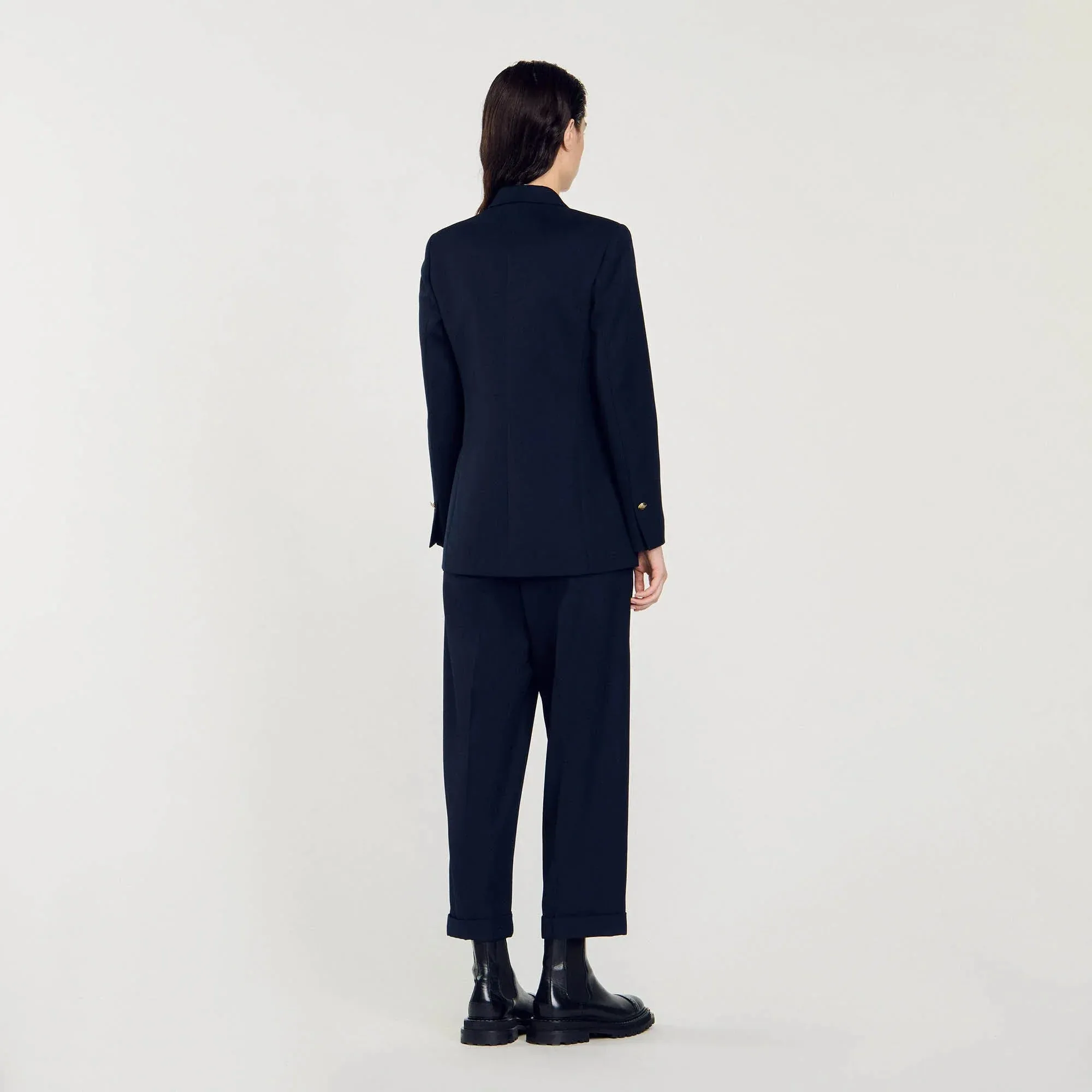 Sienne Double-Breasted Suit Jacket Navy Blue