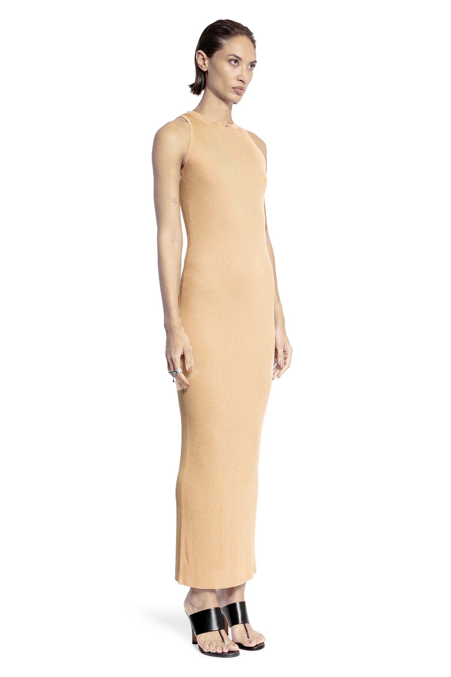 Silk Jersey Sleeveless Maxi in Tan