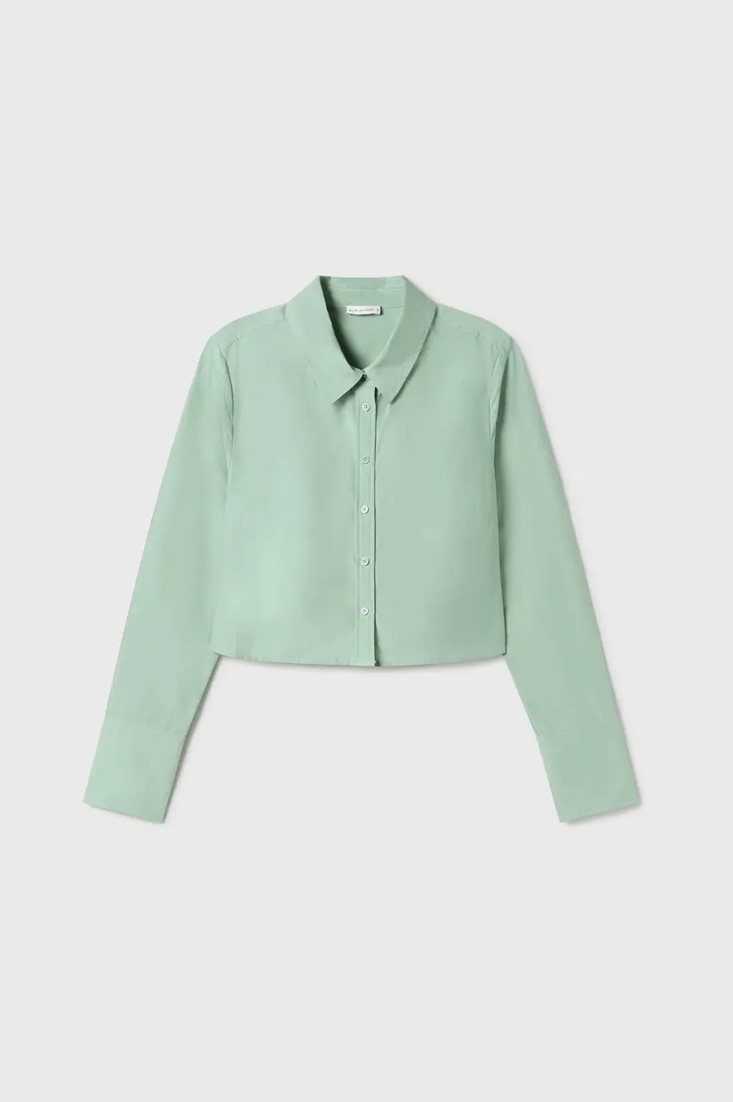Silk Laundry Cotton Silk Cropped LS Shirt - Lichen