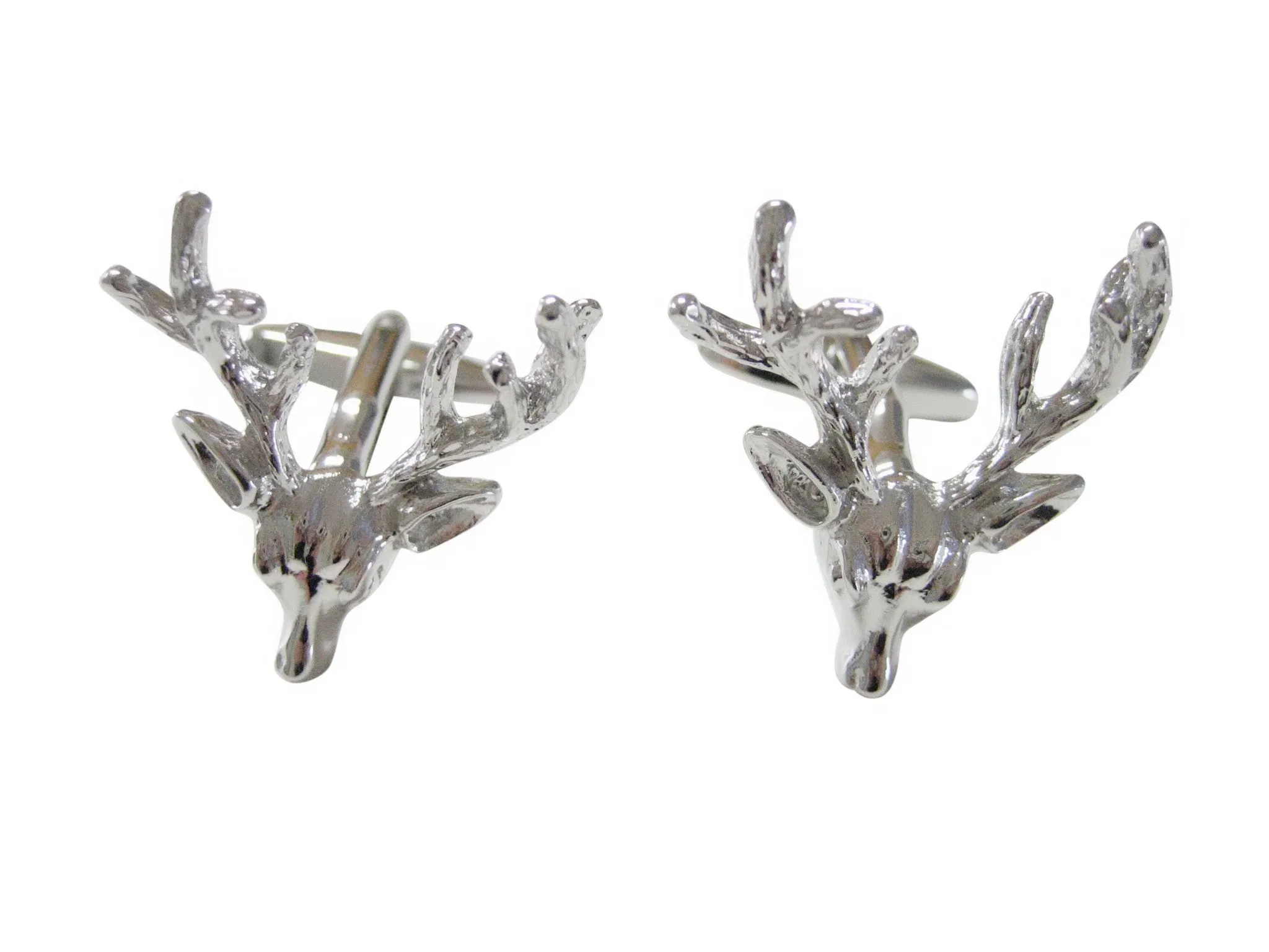 Silver Toned Deer Head Cufflinks