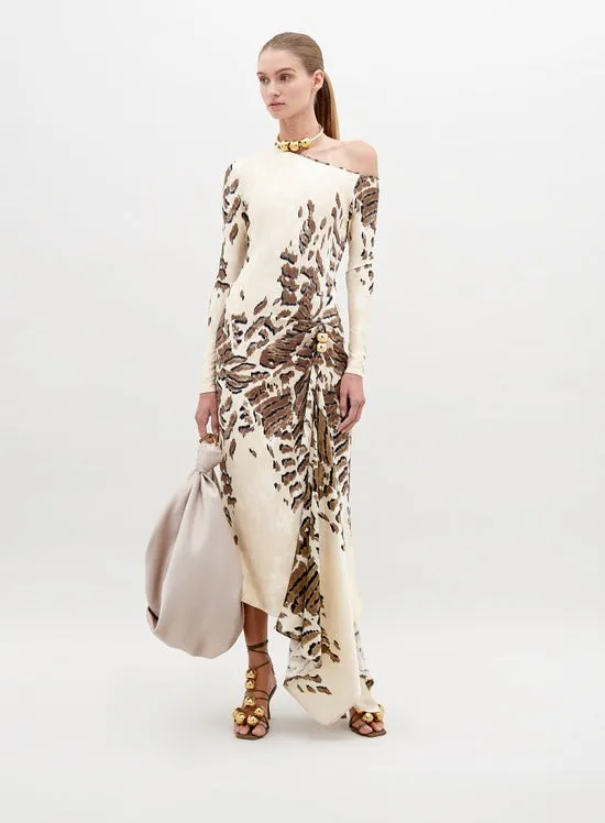 Silvia Tcherassi Tahia Dress in Beige Abstract Animal