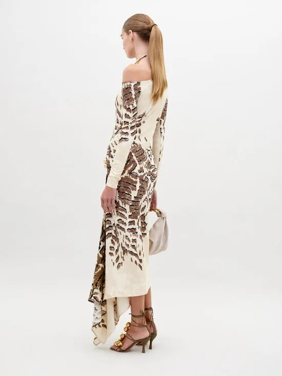 Silvia Tcherassi Tahia Dress in Beige Abstract Animal