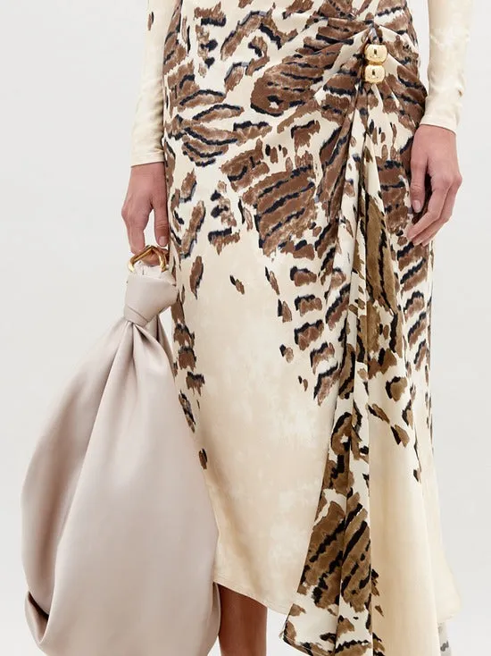 Silvia Tcherassi Tahia Dress in Beige Abstract Animal