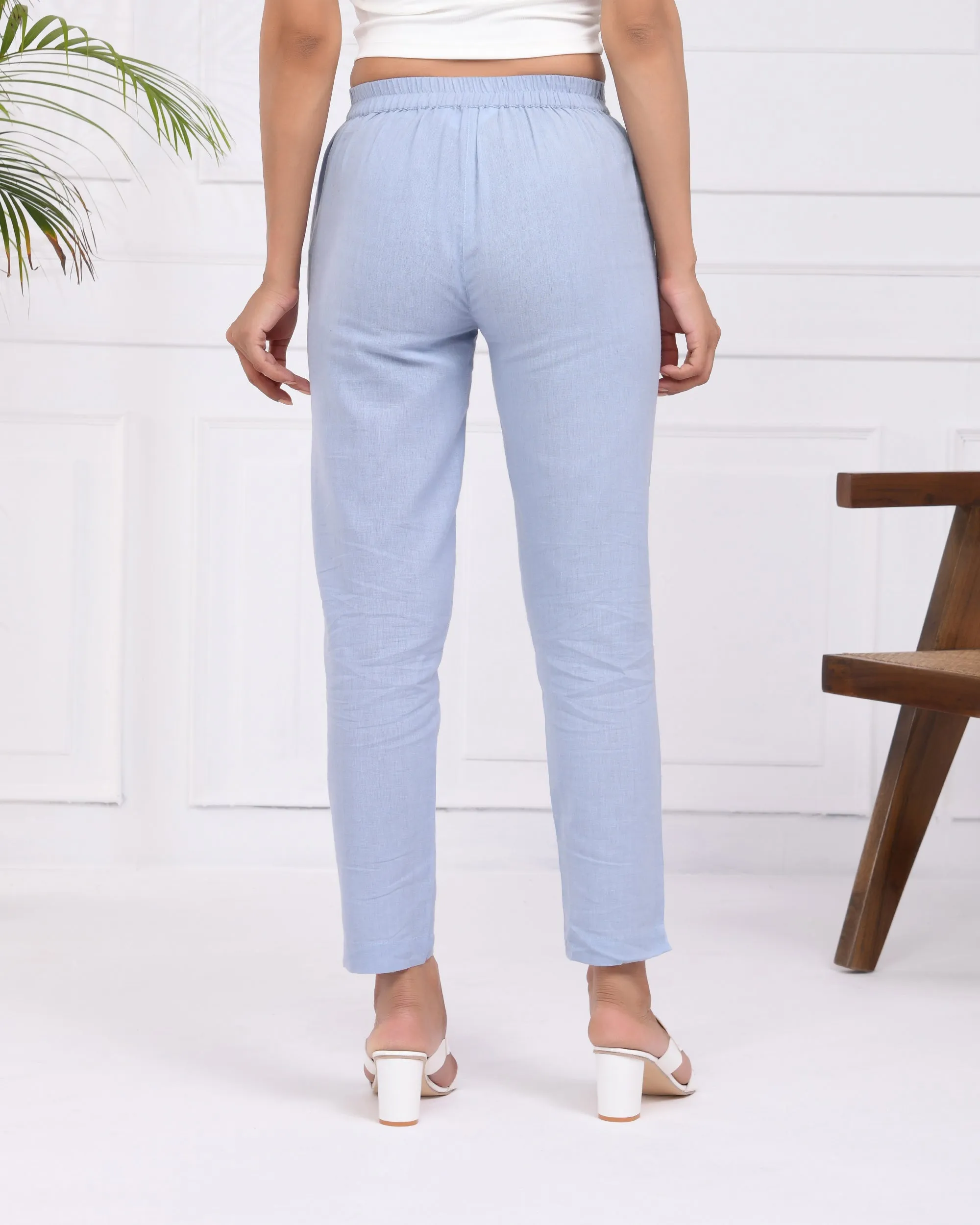 Sky Blue Airy Linen Pants
