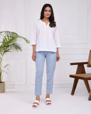 Sky Blue Airy Linen Pants