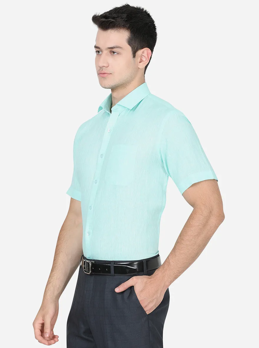 Sky Blue Solid Slim Fit Formal Shirt | JadeBlue