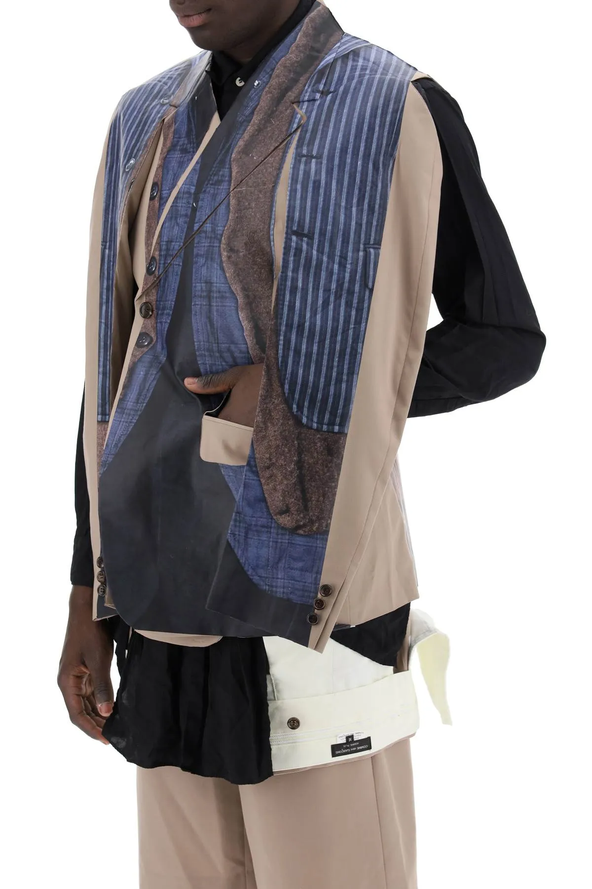 sleeveless blazer with trom