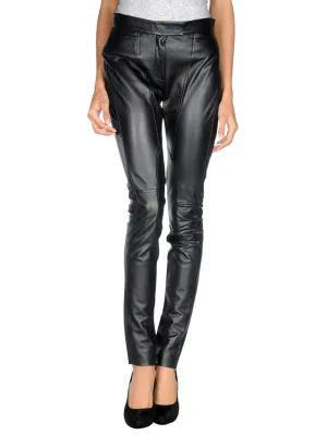 Slim-Fit Leather Casual Pants