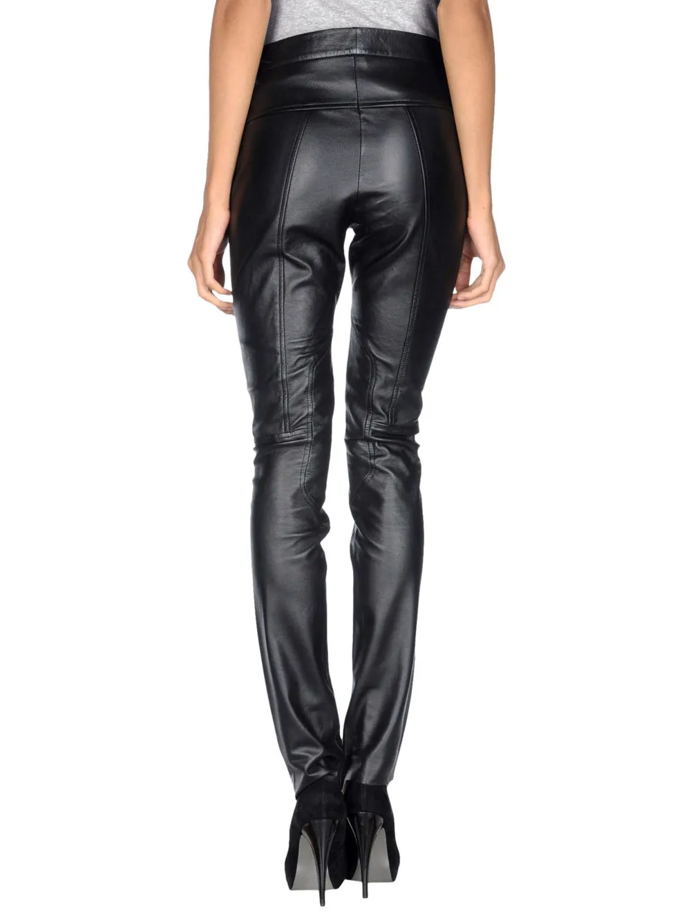 Slim-Fit Leather Casual Pants