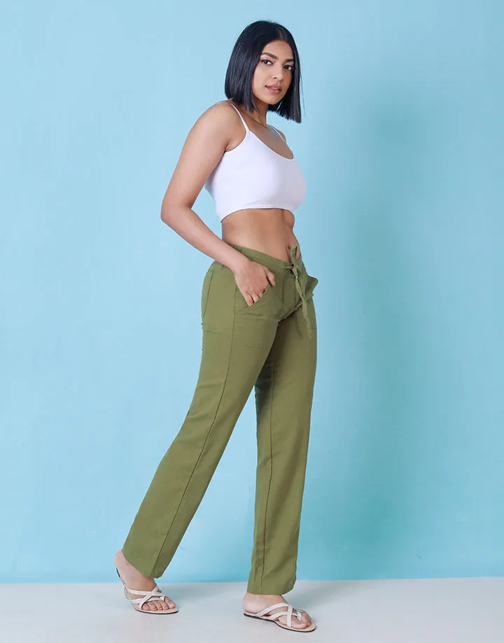 Slim Fit Linen Pant with Pockets