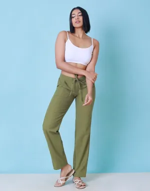 Slim Fit Linen Pant with Pockets