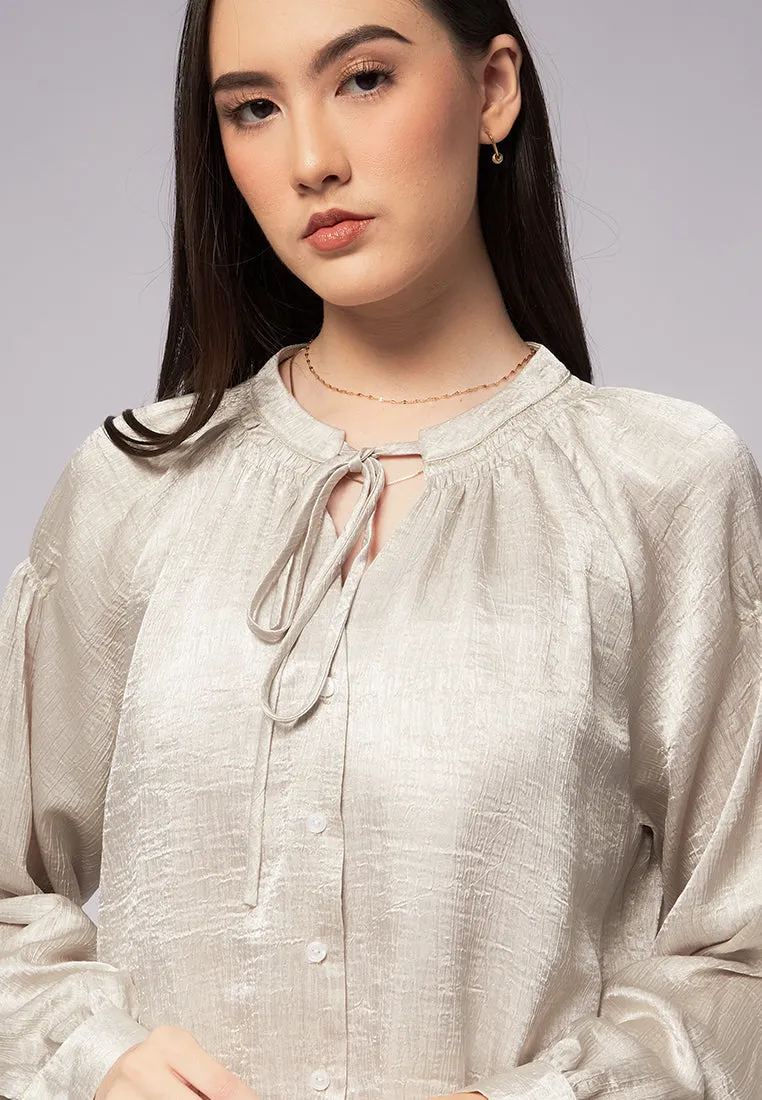 Smocked Detail Puff Sleeve Blouse