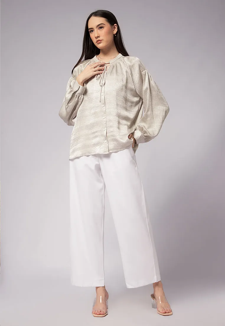 Smocked Detail Puff Sleeve Blouse