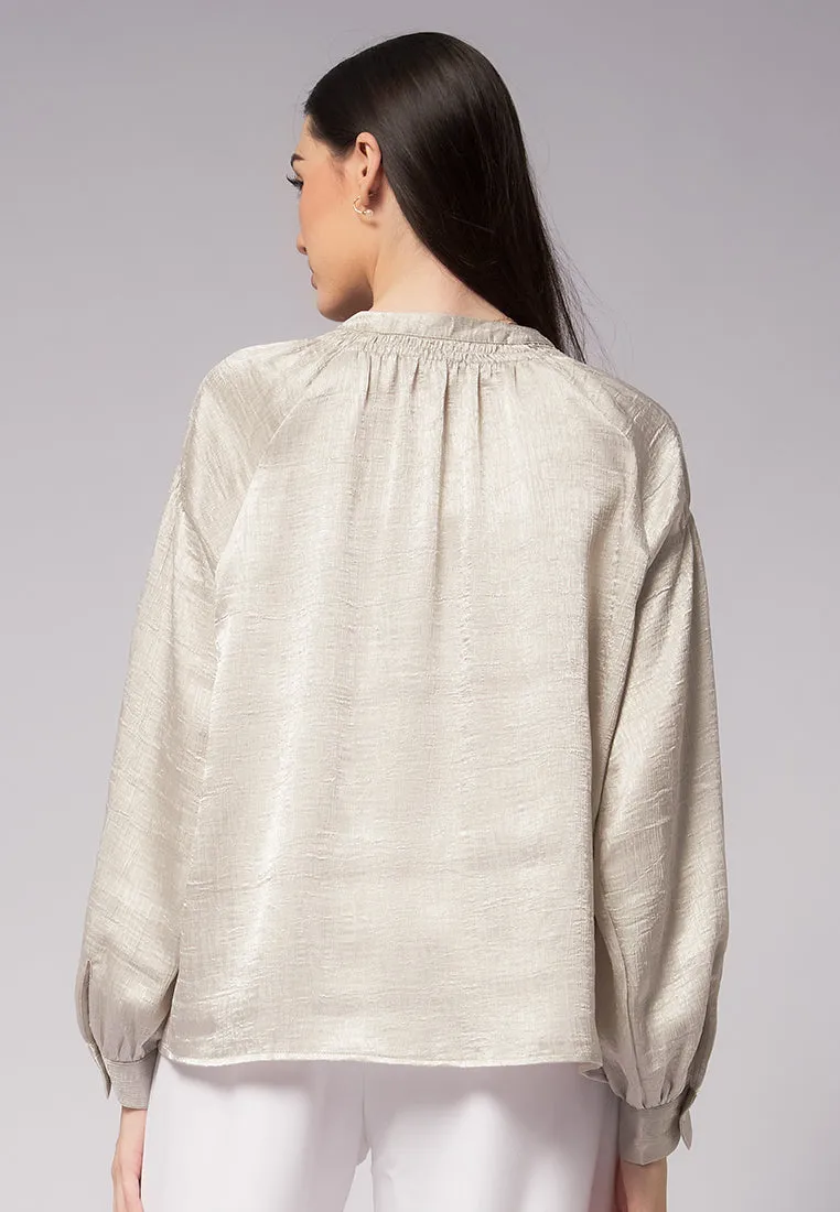 Smocked Detail Puff Sleeve Blouse