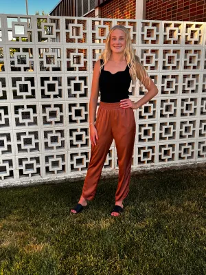 Smocked Satin Pants