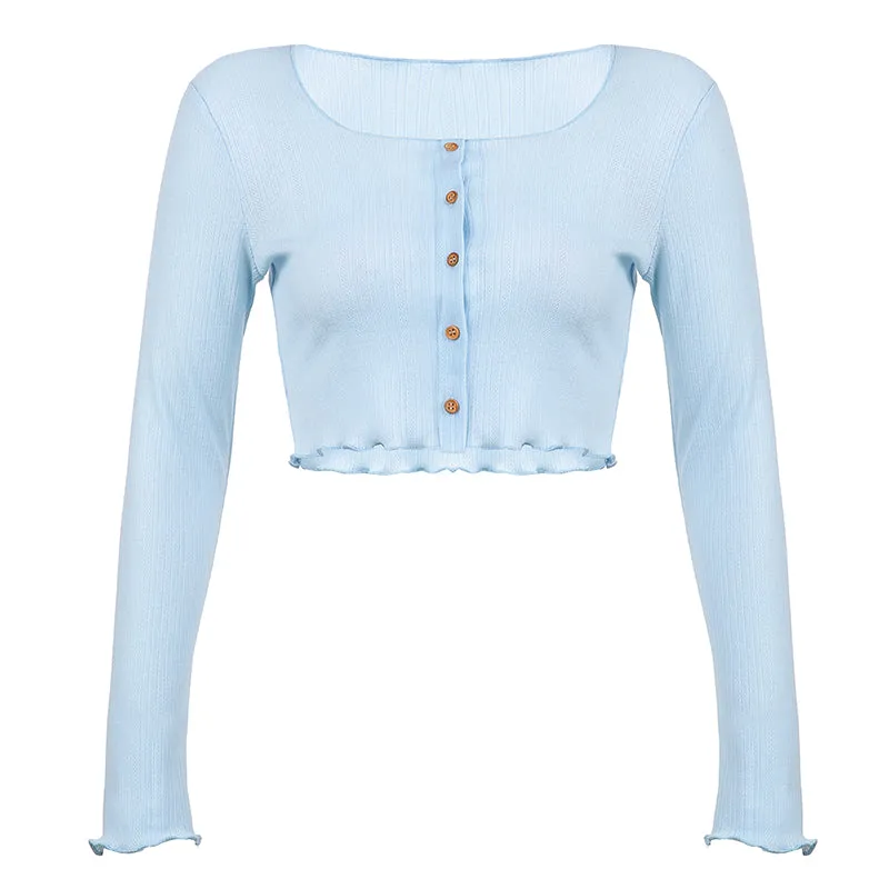 Solid color knitted long sleeves  KF81225