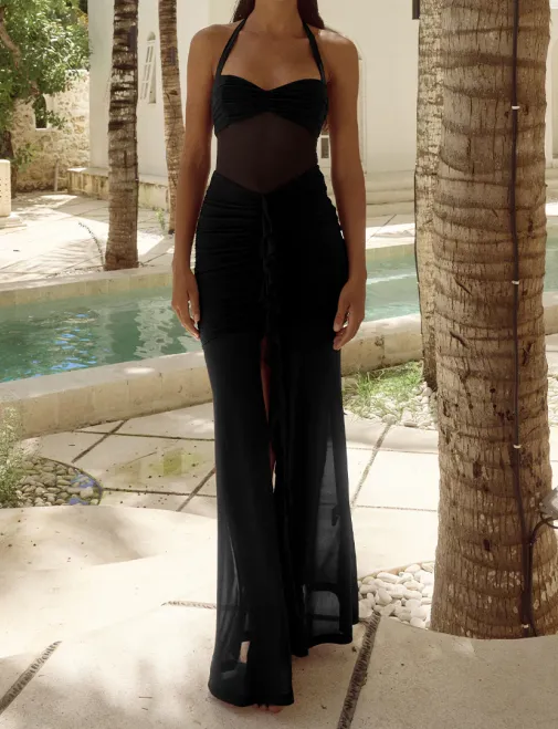 Spliced Mesh Sling Dress
