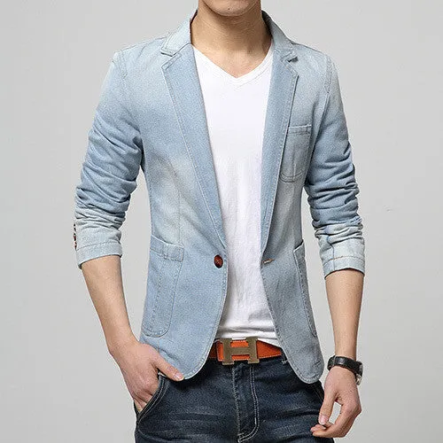 Spring Fashion Men Blazer Men Trend Jeans Suits Casual Suit Jean Jacket Men Slim Fit Denim Jacket Suit Men
