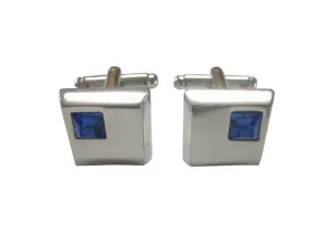 Square Cufflinks with Blue Crystal