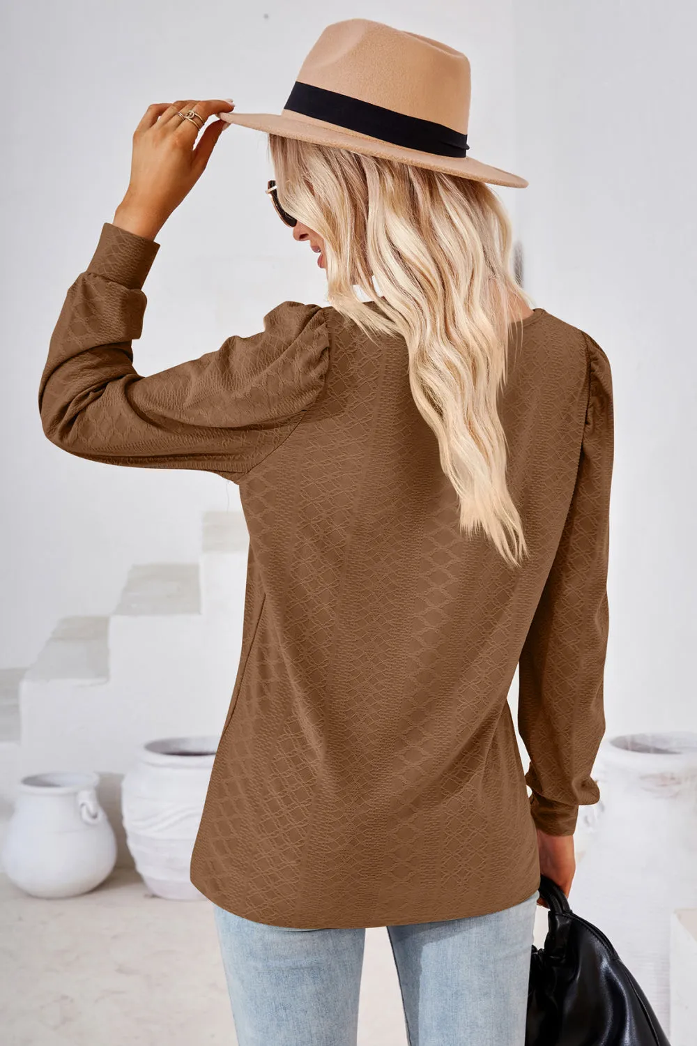 Square Neck Puff Sleeve Blouse (8 Colors)