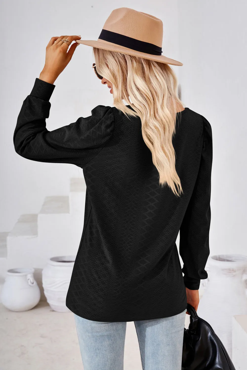 Square Neck Puff Sleeve Blouse (8 Colors)