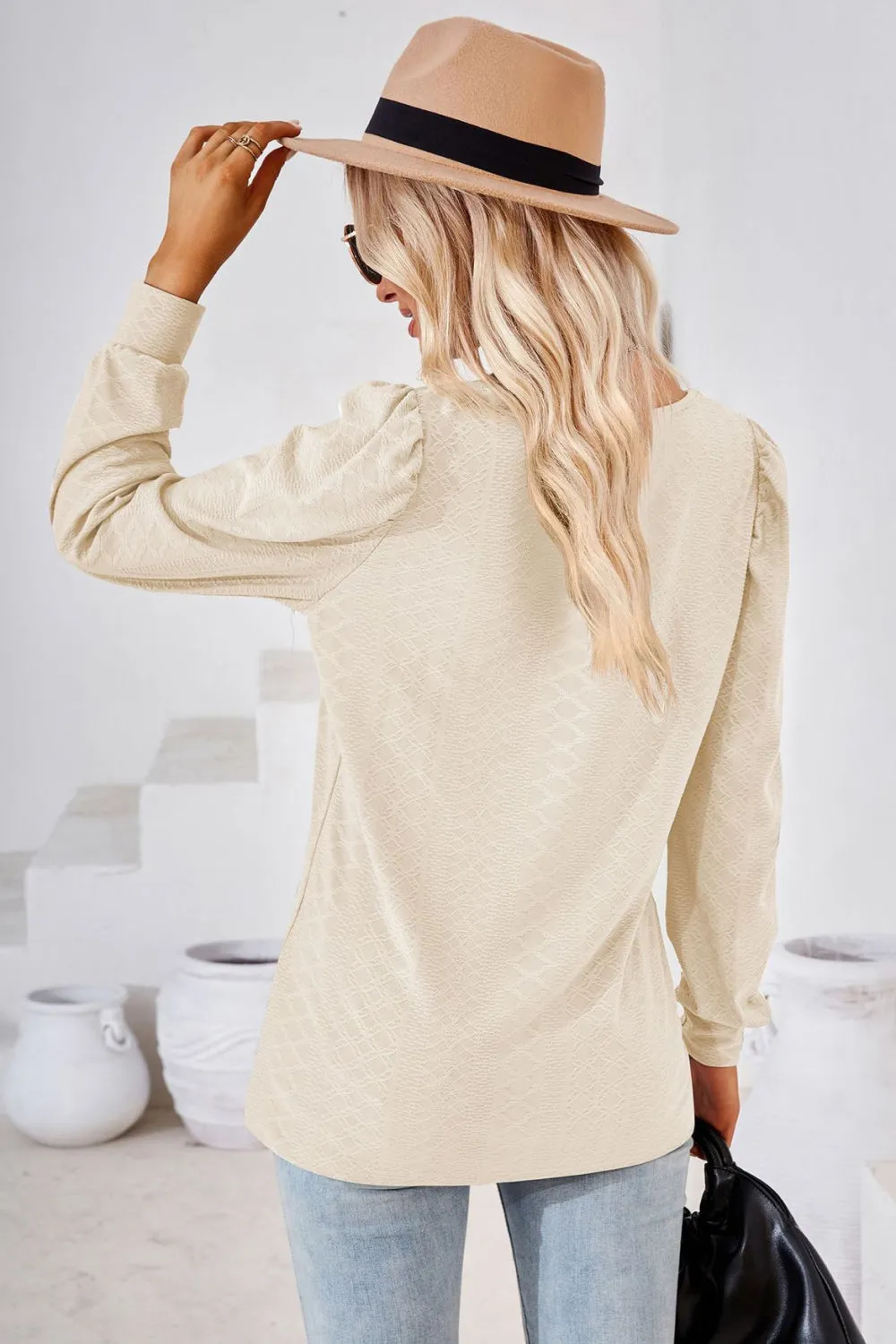 Square Neck Puff Sleeve Blouse (8 Colors)