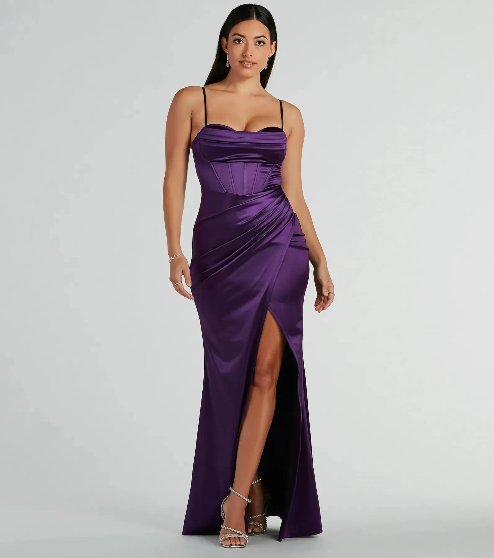 Stacie Formal Satin Corset Mermaid Dress