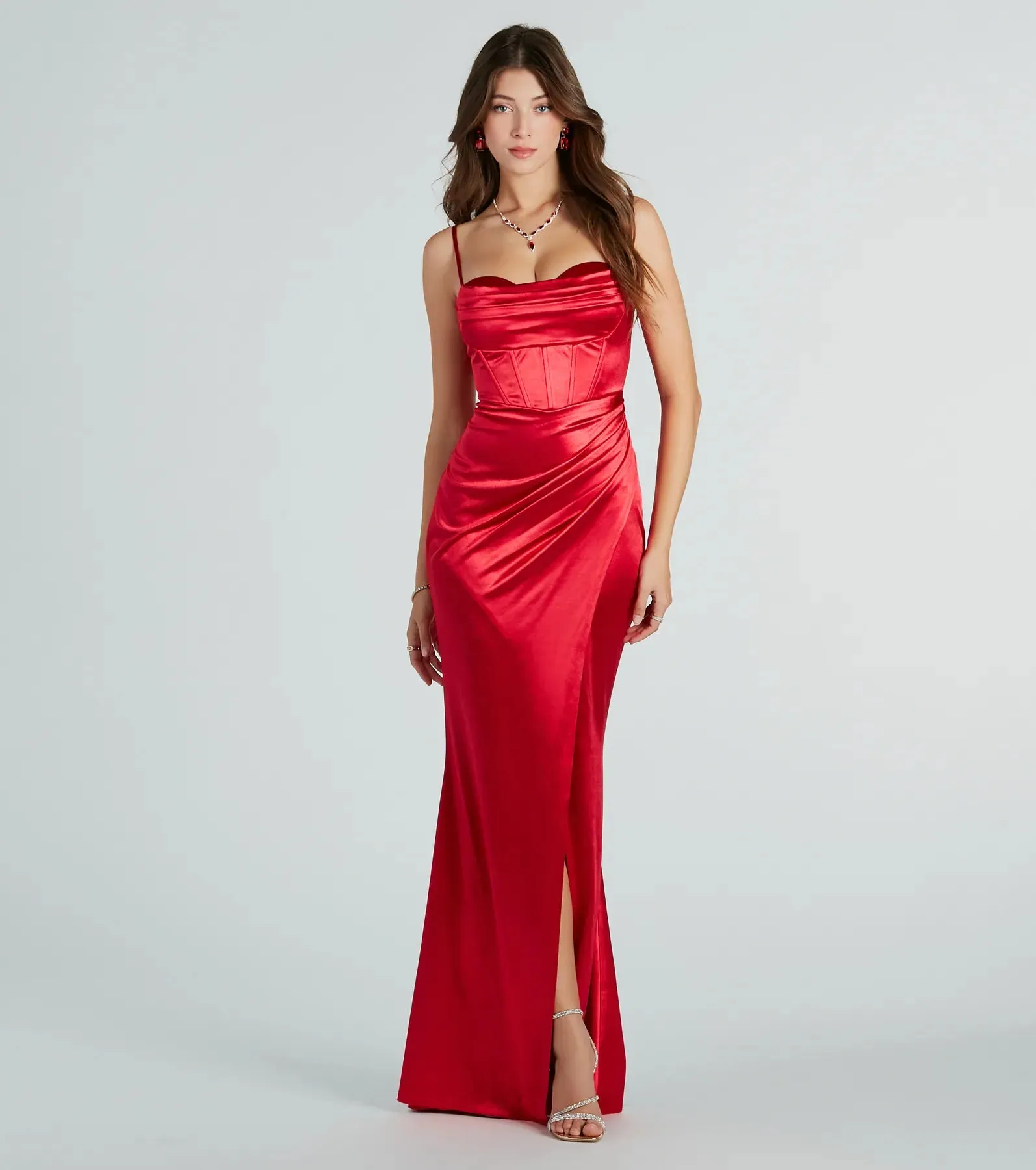 Stacie Formal Satin Corset Mermaid Dress