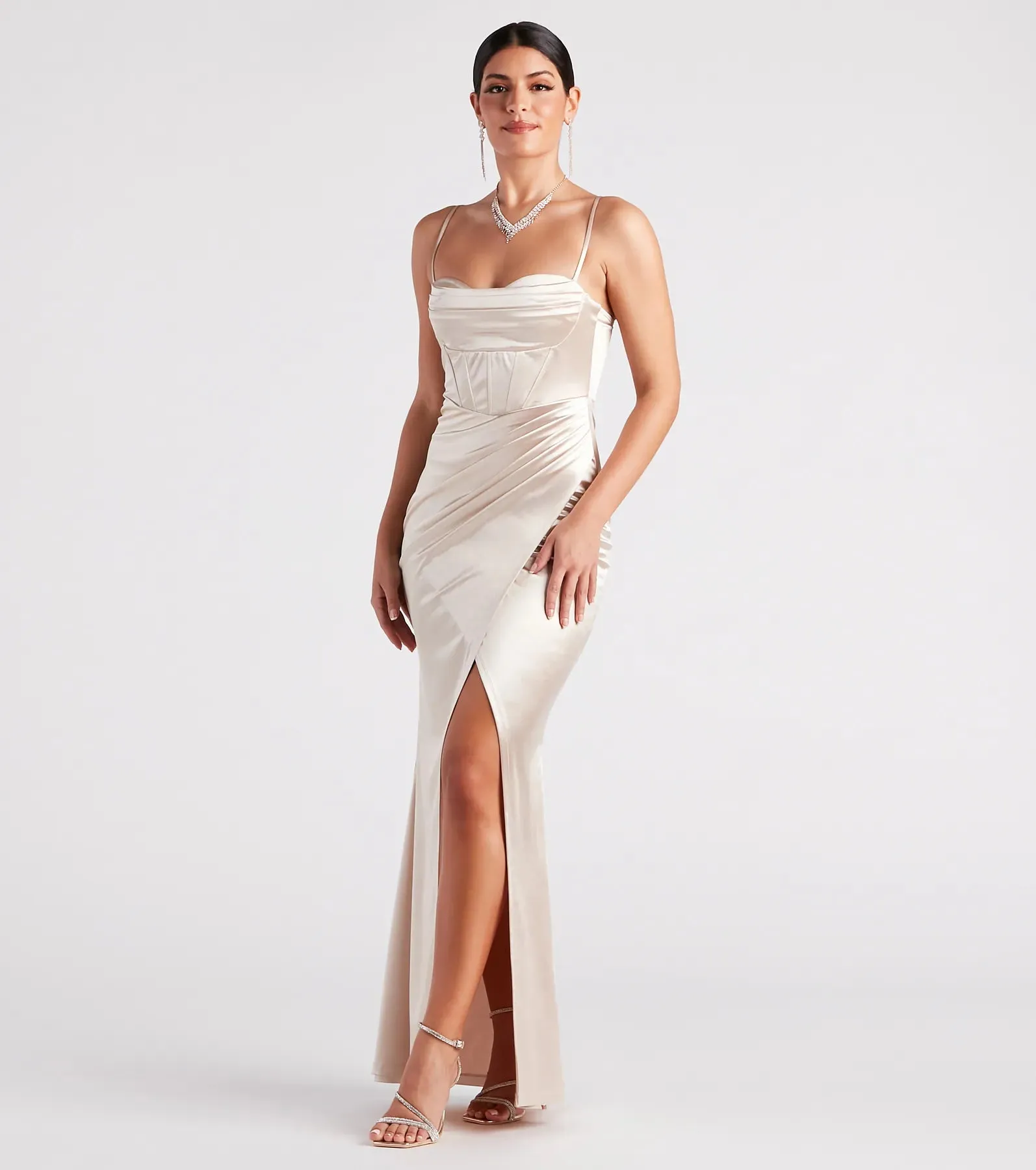 Stacie Formal Satin Corset Mermaid Dress