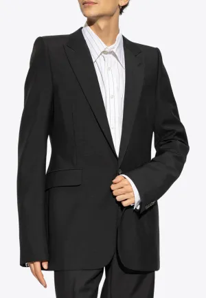 Stacked Shoulder Single-Breasted Blazer