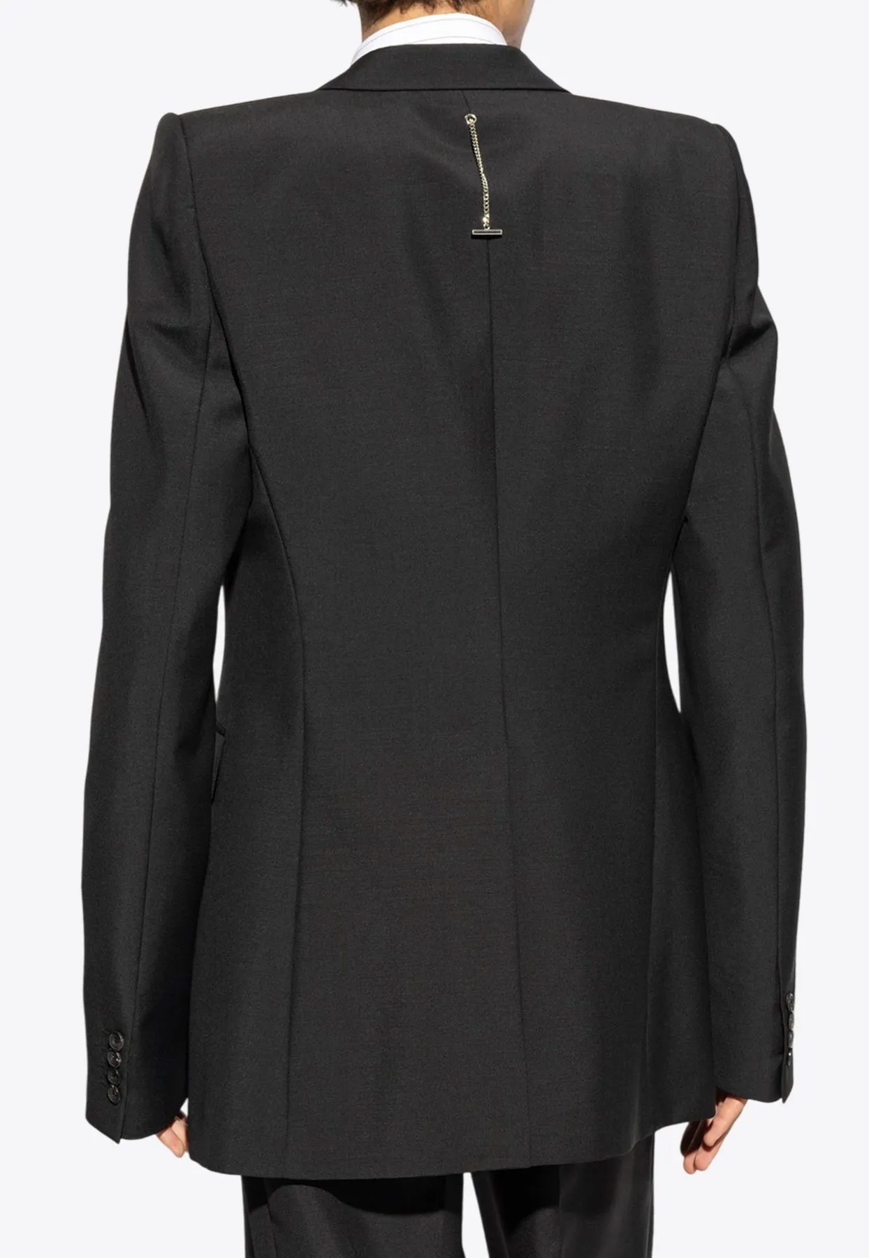 Stacked Shoulder Single-Breasted Blazer