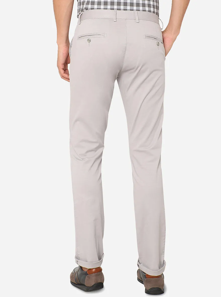 Stone Grey Solid Super Slim Fit Casual Trouser | Greenfibre