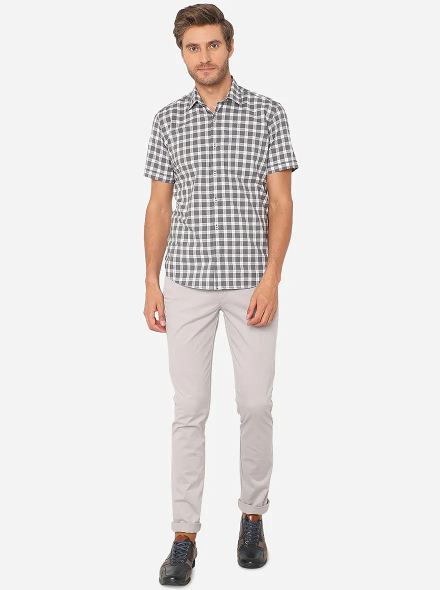 Stone Grey Solid Super Slim Fit Casual Trouser | Greenfibre