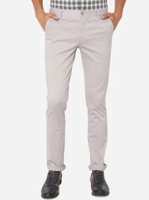 Stone Grey Solid Super Slim Fit Casual Trouser | Greenfibre