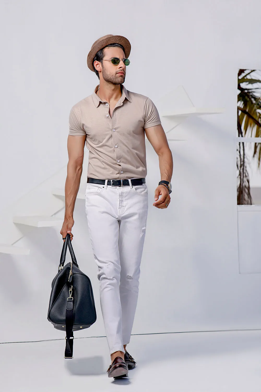 Stone Half Sleeves Jersey Shirt