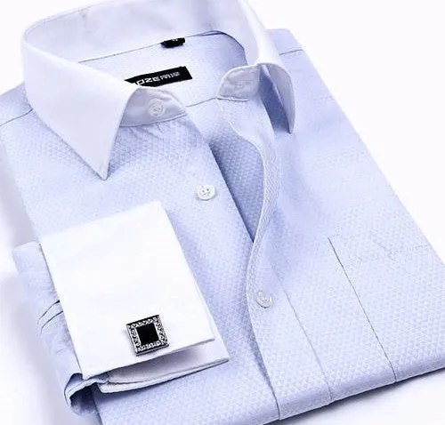 Striped Shirt Men Mens Dress Shirt French Cuff Tailored Slim Fit Free Long Sleeve Shirt For Cufflinks Camisa