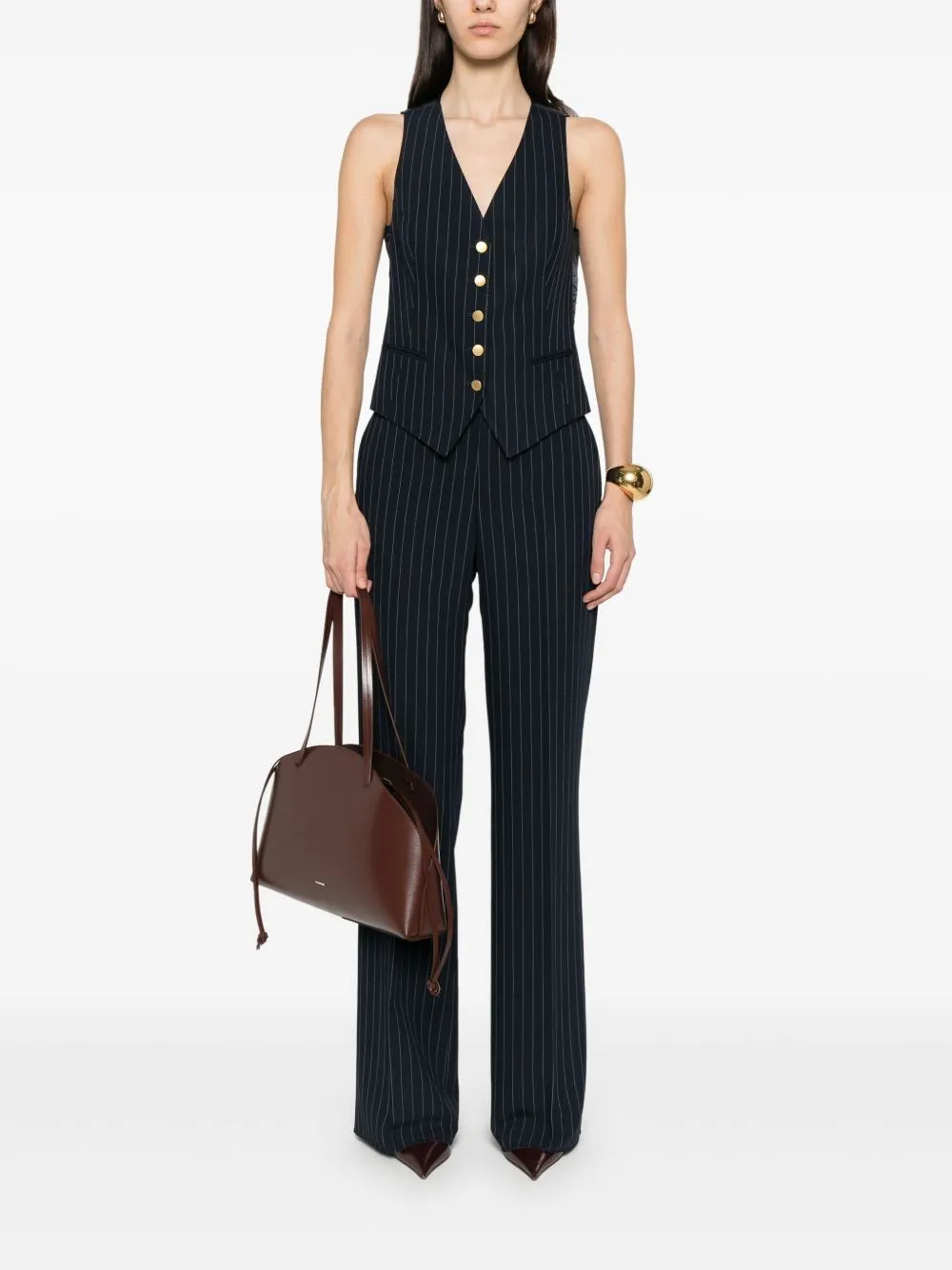 Striped v-necked vest