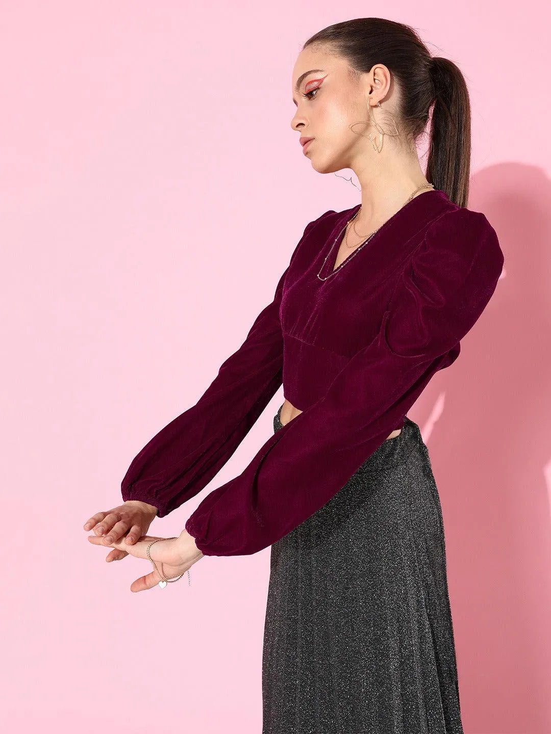Style Quotient Women Maroon Solid Tops