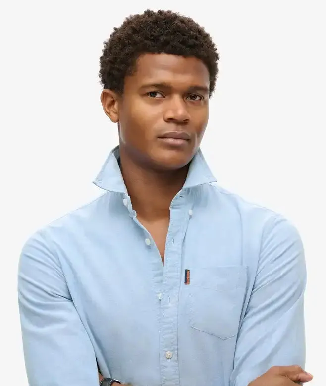 Superdry Mens LS Oxford Shirt Classic Blue