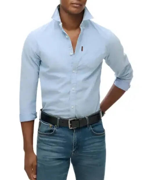 Superdry Mens LS Oxford Shirt Classic Blue
